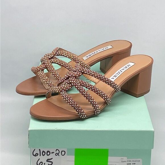 Aquazzura Crystal Leather Sandals size 36.5 - Picture 12 of 14